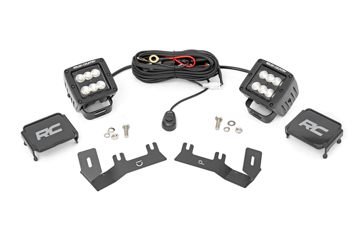 LED Ditch Light Kit | 2in Black Pair | Flood | Chevy/GMC 1500 (14-18 & Classic)