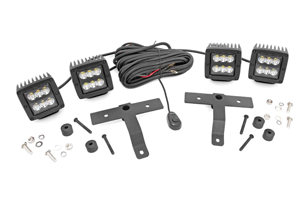 Quad LED Light Kit | Cowl Mount | 2" Black Pairs | Spot | Jeep Gladiator JT/Wrangler JL (18-26)