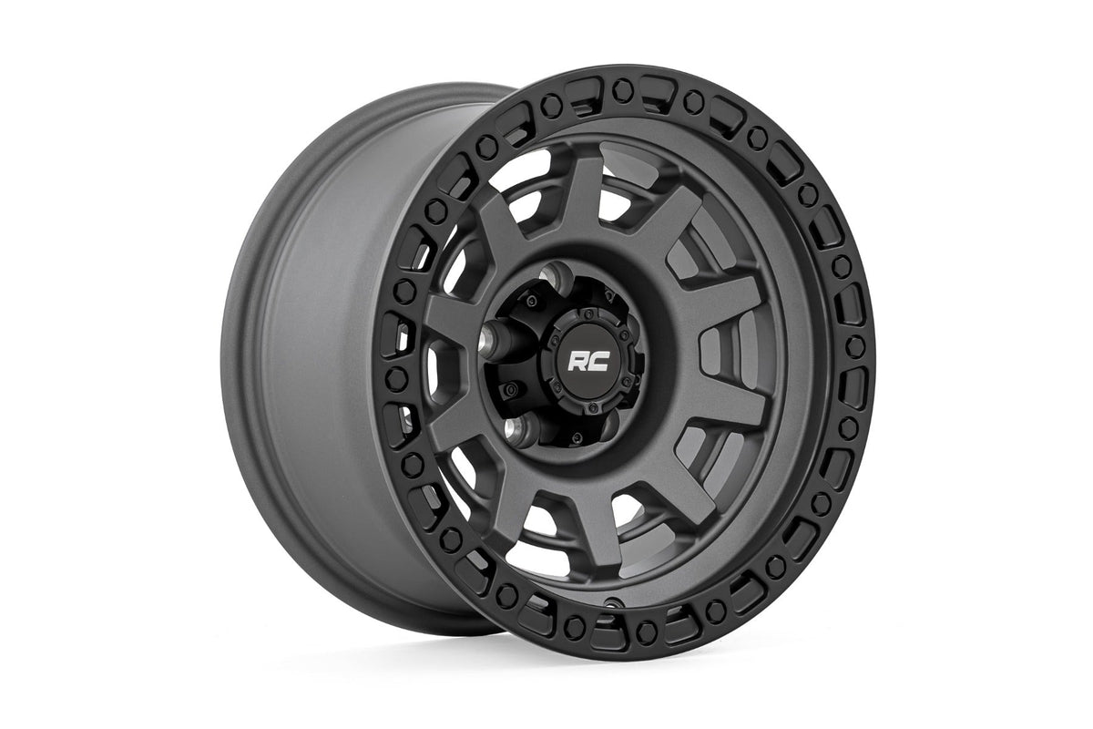 Rough Country 85 Series Wheel | One-Piece | Gunmetal Gray/Black | 15x8 | 5x4.5 | -19mm