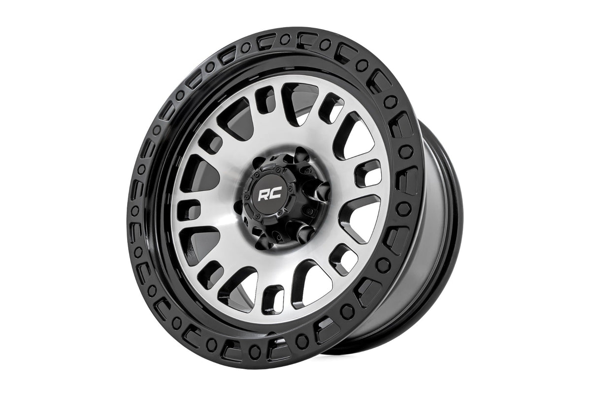 Rough Country 82 Series Wheel | One-Piece | Machined Semi Gloss Black | 15x8 | 5x4.5 | -19mm
