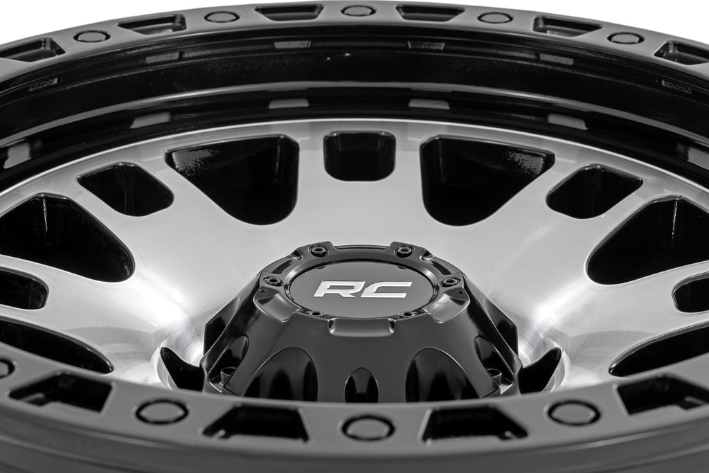 Rough Country 82 Series Wheel | One-Piece | Machined Semi Gloss Black | 15x8 | 5x4.5 | -19mm