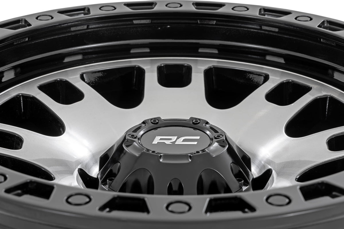 Rough Country 82 Series Wheel | One-Piece | Machined Semi Gloss Black | 15x8 | 5x4.5 | -19mm